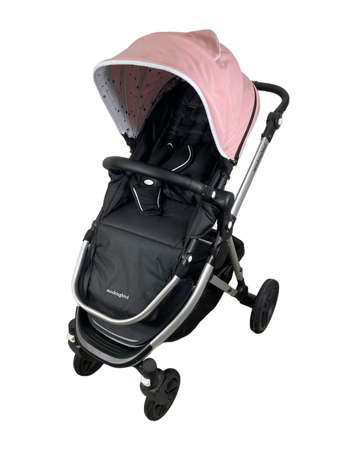 secondhand Mockingbird Single Stroller, 2023, Bloom, Watercolor Drops, Silver With Black Leather