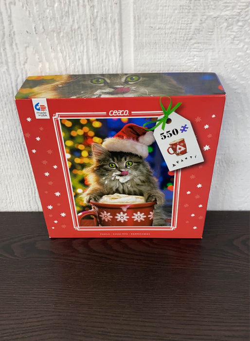 secondhand Ceaco Christmas Cat 550 Piece Puzzle