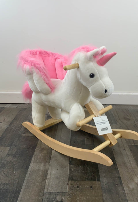 secondhand Qaba Kids Plush Ride On Rocking Horse Airplane Chair With Nursery Rhyme Sounds
