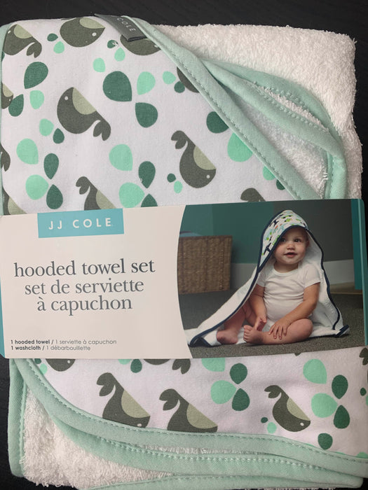 secondhand JJ Cole Hooded Bath Towel Set, Aqua Whales