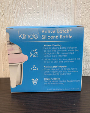 Kiinde Active Latch Silicone Baby Bottle, Anti Colic, Leak Proof, Easy to  Clean, Includes 2 Medium Flow Active Latch Nipples with Covers, 4 Ounce, 2