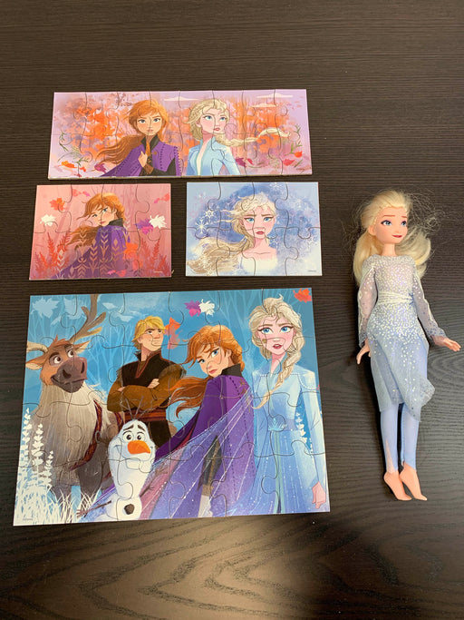 used BUNDLE Disney Fun, Frozen Puzzles & Doll