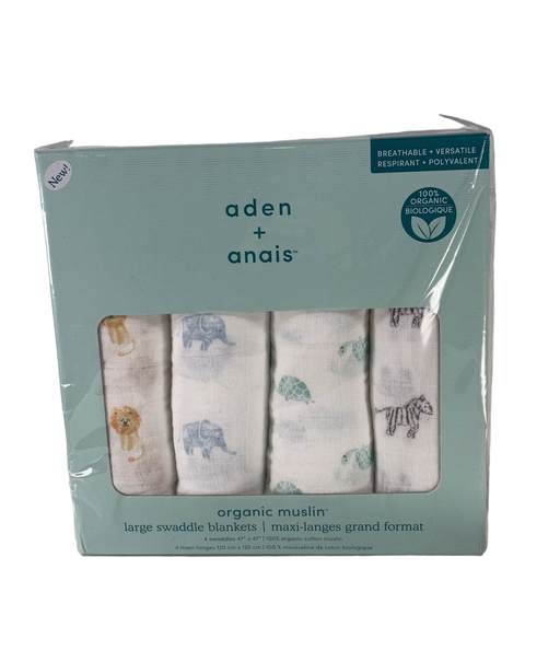 used Aden + Anais Large Cotton Muslin Swaddle, 4 Pack