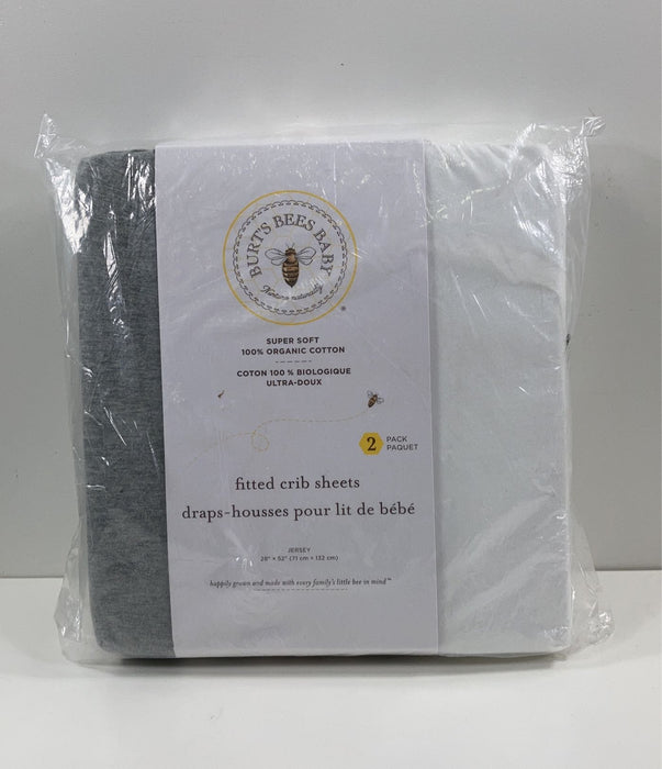 Shop Burt's Bees Baby Organic Cotton Jersey Fitted Crib Sheet, 2 Pack, Grey/White at GoodBuy Gear