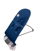 used BabyBjorn Bouncer Bliss, Midnight Blue Cotton Classic Quilt, Dark Gray Frame