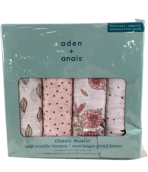 used Aden + Anais Essentials Cotton Muslin Swaddle, 4pk, dahlias