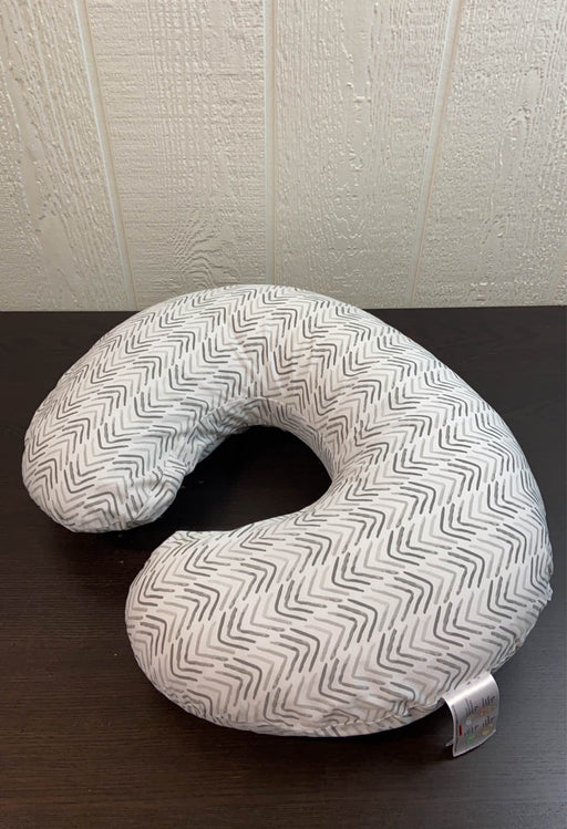 secondhand Boppy Nursing and Infant Support Pillow, Gray Cable Stiches