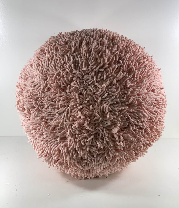 secondhand Land Of Nod Shaggy Pouf, Pink