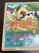 secondhand Melissa & Doug 24-Piece Wooden Jigsaw Puzzle, -Pets at Play