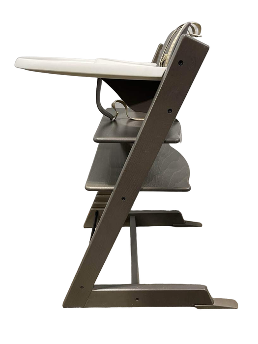 secondhand Stokke Tripp Trapp High Chair with Baby Set and Tray, Hazy Grey, White