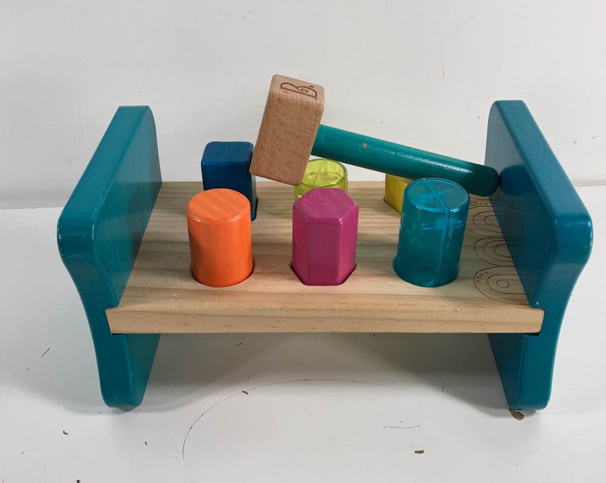 secondhand B. toys Wooden Shape Sorter Hammering Bench