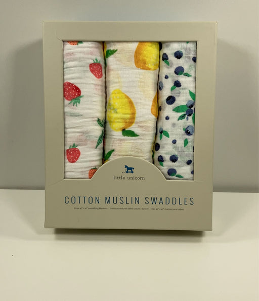 used Little Unicorn Cotton Muslin Swaddles 3-Pack, Berry Lemonade