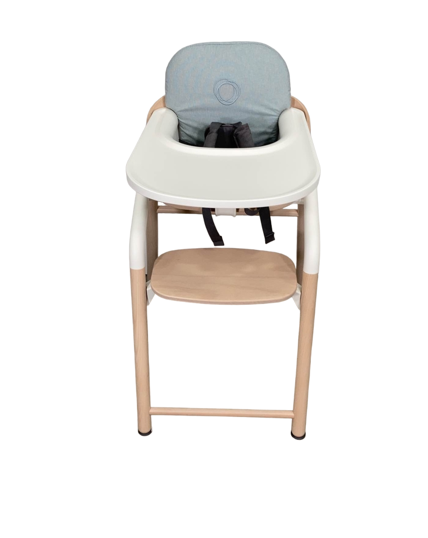 bugaboo giraffe high chair Bugaboo Giraffe High Chair, w/ Ice Blue Baby Set, Neutral Wood/White