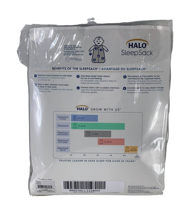 secondhand Halo Micro-Fleece SleepSack, M, Grey