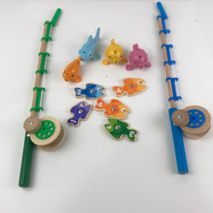  1 set fishing toy play set with plastic fishing rod