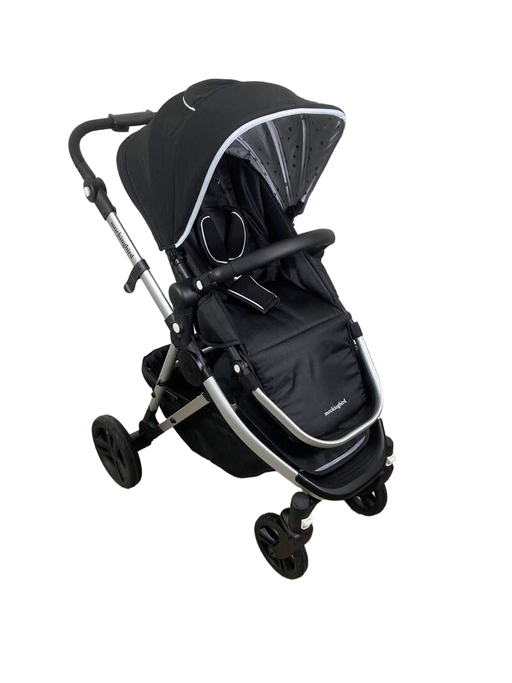 used Mockingbird Single Stroller, 2023, Black, Watercolor Drops, Silver With Black Leather