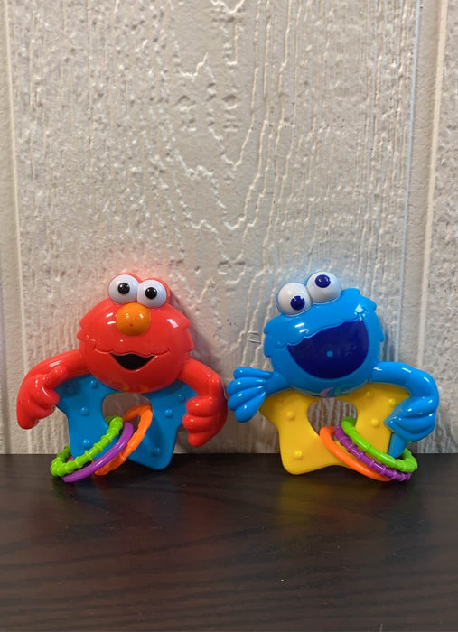 used Sesame Street Elmo Rattle With Rings, 2pk