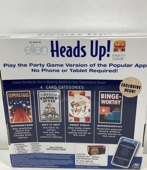 secondhand Spin Master Heads Up Party Game