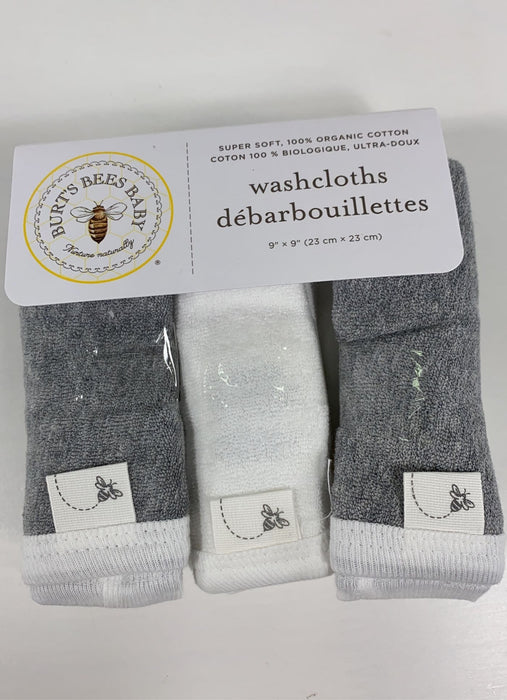 secondhand Burt's Bees Baby Washcloths, 6 Pack, - White and Grey