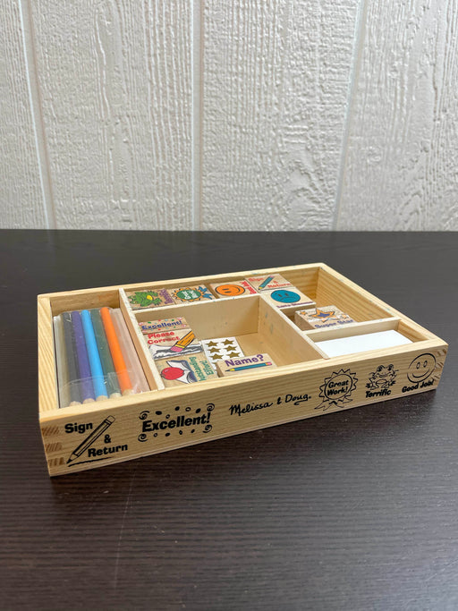 used Melissa & Doug Wooden Classroom Stamp Set