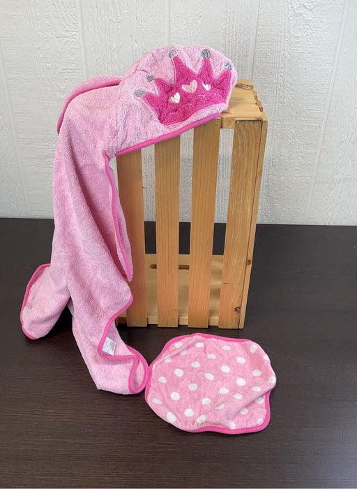 used Disney Minnie Mouse Hooded Towel, With Wash Cloth