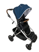 used Mockingbird Single to Double Stroller, 2022, Silver with Penny Leather, Windowpane, Sea