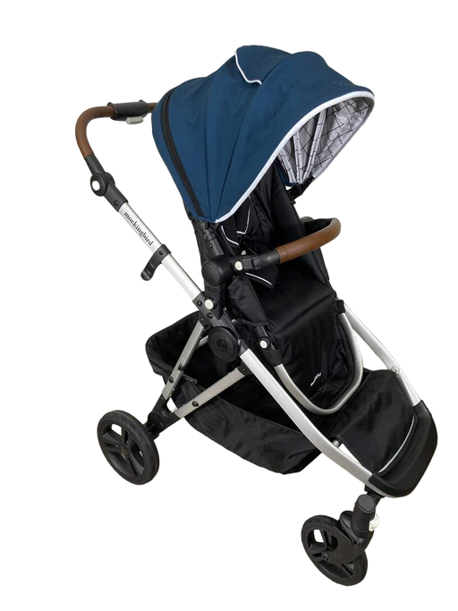 used Mockingbird Single to Double Stroller, 2022, Silver with Penny Leather, Windowpane, Sea