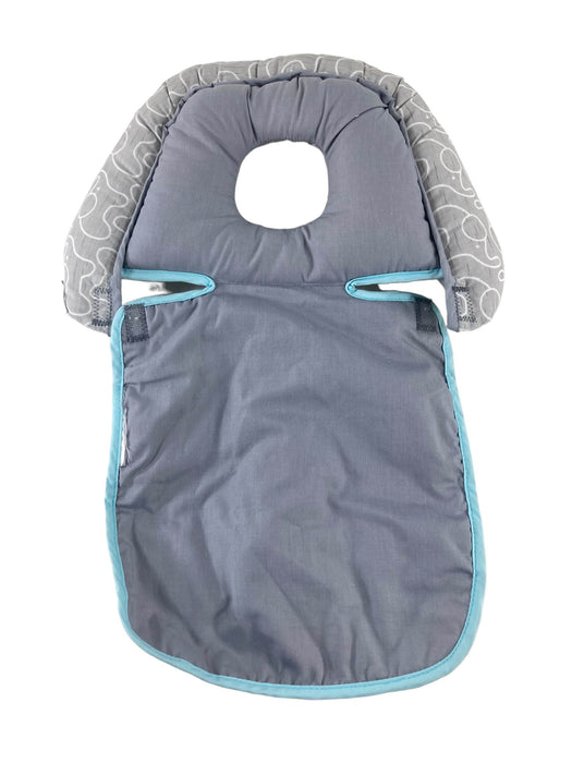 secondhand Boppy Noggin Nest Head Support, Grey Elephants Outlined in White with Teal Edging
