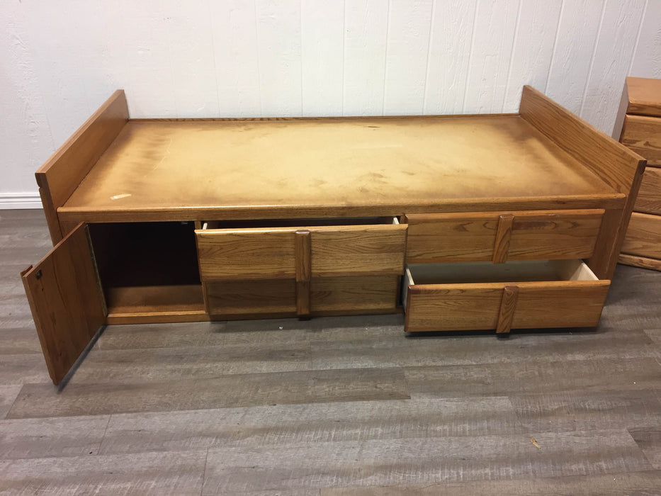 secondhand Twin Bedframe With Storage And Small Dresser