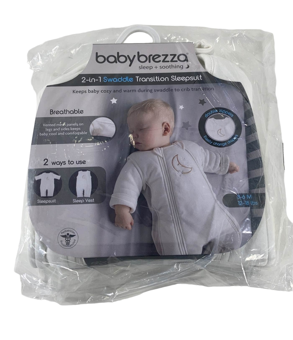 Baby Brezza 2-in-1 Swaddle Transition Sleepsuit, 3-6m, Cream