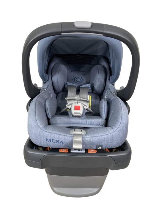 used UPPAbaby MESA V2 Infant Car Seat, 2023, Gregory (Blue Melange Merino Wool)