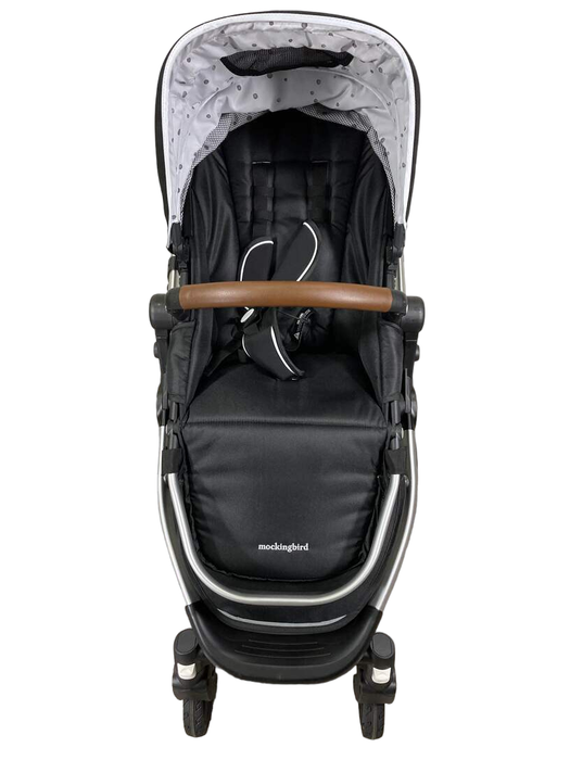 secondhand Mockingbird Single Stroller, 2023, Black, Watercolor Drops, Silver With Penny Leather