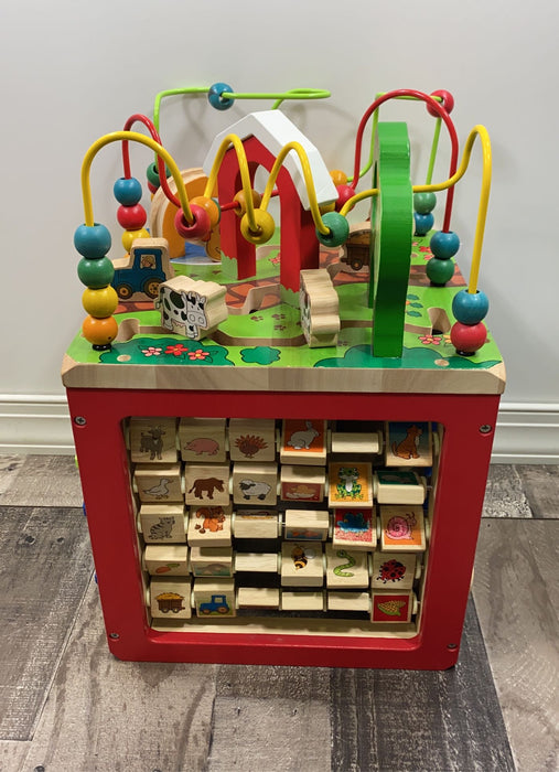 used Battat 6 Sided Wooden Activity Cube