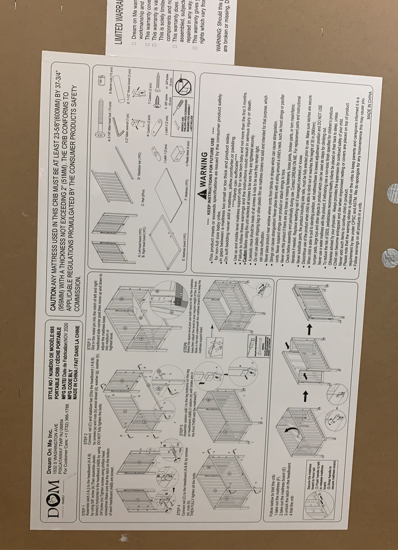 Dream On Me Jett Portable Folding Mini Crib, 2020, Olive