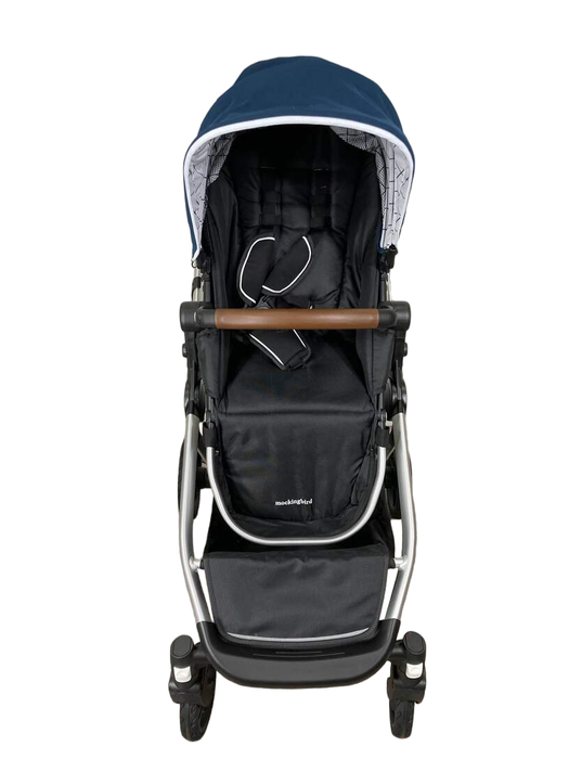 secondhand Mockingbird Single to Double Stroller, 2022, Silver with Penny Leather, Windowpane, Sea