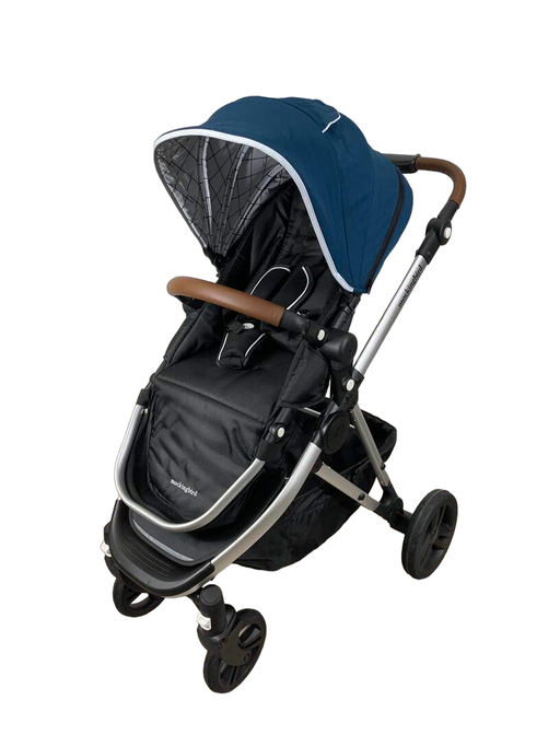 secondhand Mockingbird Single Stroller, 2023, Sea, Windowpane, Silver With Penny Leather