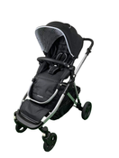 secondhand Mockingbird Single to Double Stroller, 2023, Silver with Black Leather, Watercolor Drops, Black