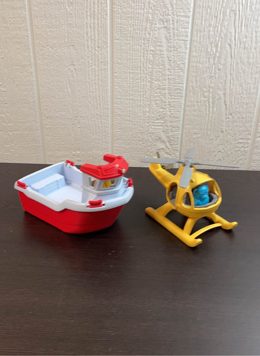 used Green Toys Rescue Boat with Helicopter