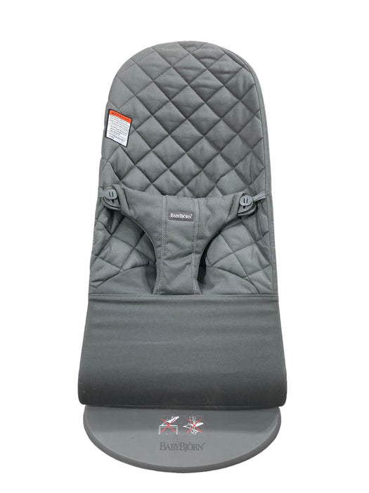 secondhand BabyBjorn Bouncer Bliss, Dark Gray Frame, Anthracite Cotton Classic Quilt