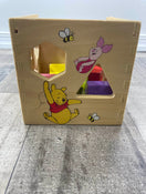 secondhand Melissa & Doug Winnie The Pooh Wooden Shape Sorting Cube