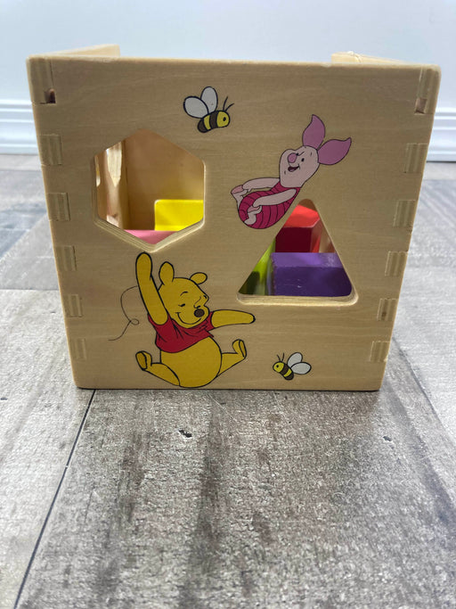 secondhand Melissa & Doug Winnie The Pooh Wooden Shape Sorting Cube