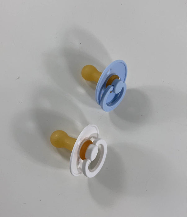 used Bibs 2-Pack Pacifiers, Size 2, Baby Blue/White