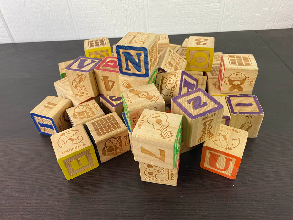 used BUNDLE Wooden Alphabet Blocks