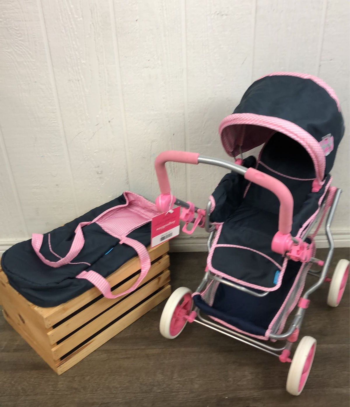 hauck dolls pram Hauck Classic Julia Navy and Pink Toy Doll Pram