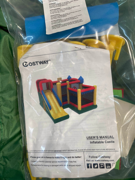 secondhand Costway Multi-Color Mighty Inflatable Bounce House Castle Jumper Moonwalk Bouncer with 735-Watt Blower