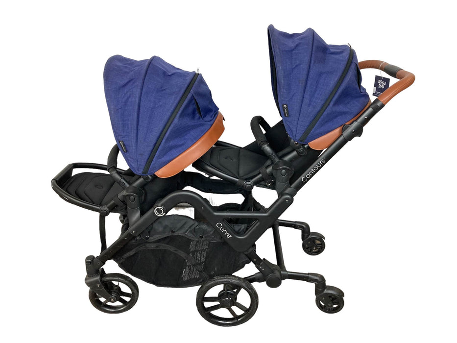 secondhand Contours Curve Double Stroller, Indigo Blue, 2018