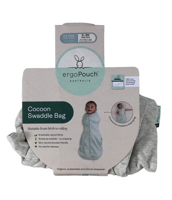 used ErgoPouch Cocoon Swaddle Bag, 0.2 TOG, 0-3M, Grey Marle