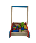 used Wooden Push Wagon, with Blocks