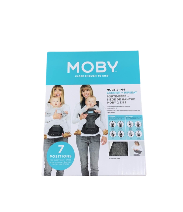 used Moby 2-in-1 Baby Carrier + Hip Seat, Grey