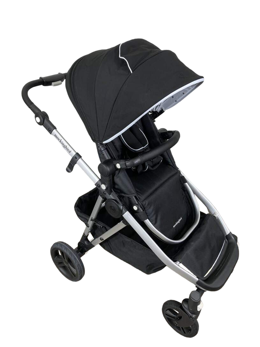 used Mockingbird Single to Double Stroller, 2023, Silver with Black Leather, Watercolor Drops, Black